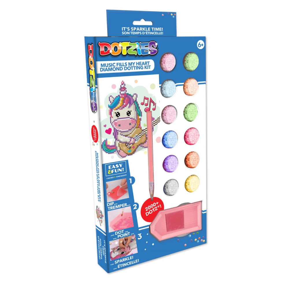 Kit Diamond painting pour enfants Licorne musicienne Coffret Dotzies