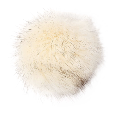 Pompon fausse fourrure 10 cm Crème-noir Rico Design