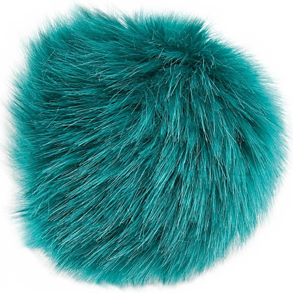 Pompon fausse fourrure 5 cm Pétrole Rico Design