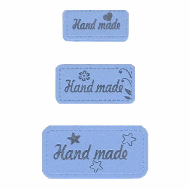 Ensemble de 3 étiquettes en similicuir "Hand made" Opry