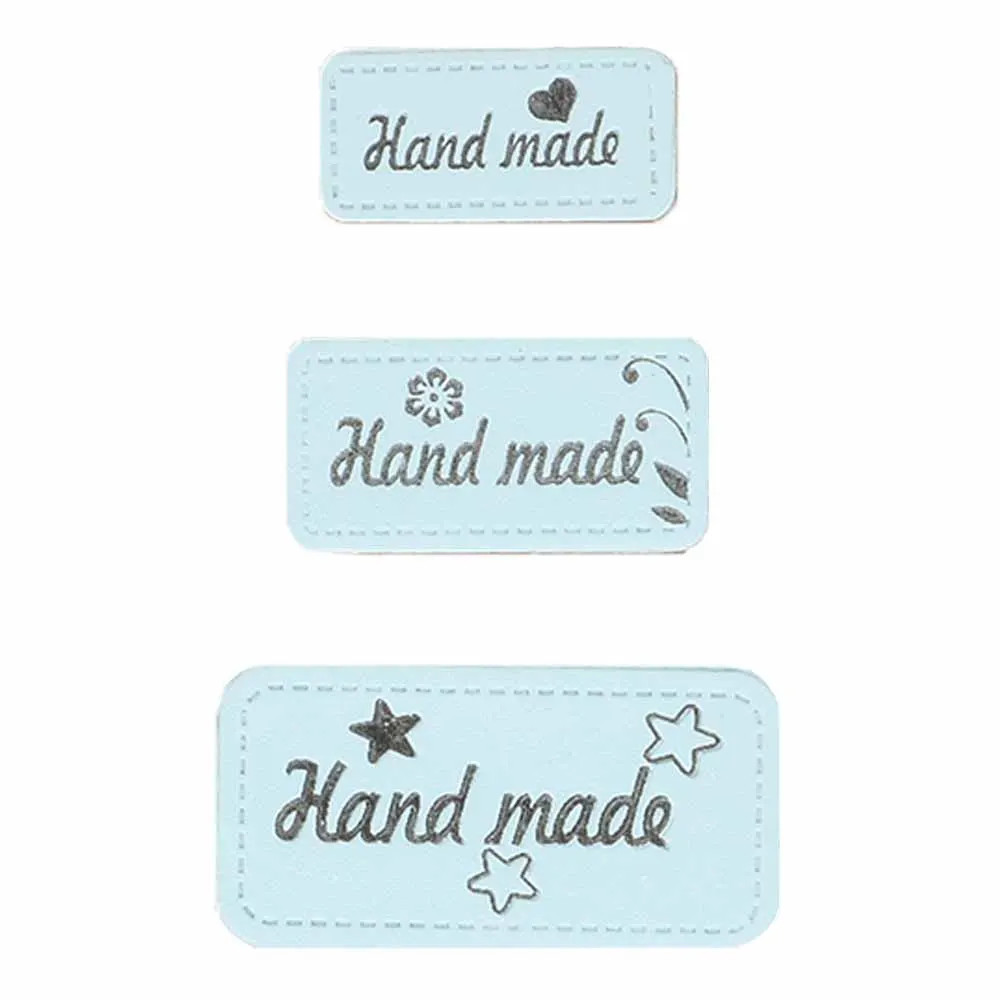 Ensemble de 3 étiquettes en similicuir "Hand made" Opry