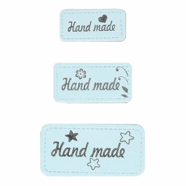 Ensemble de 3 étiquettes en similicuir "Hand made" Opry