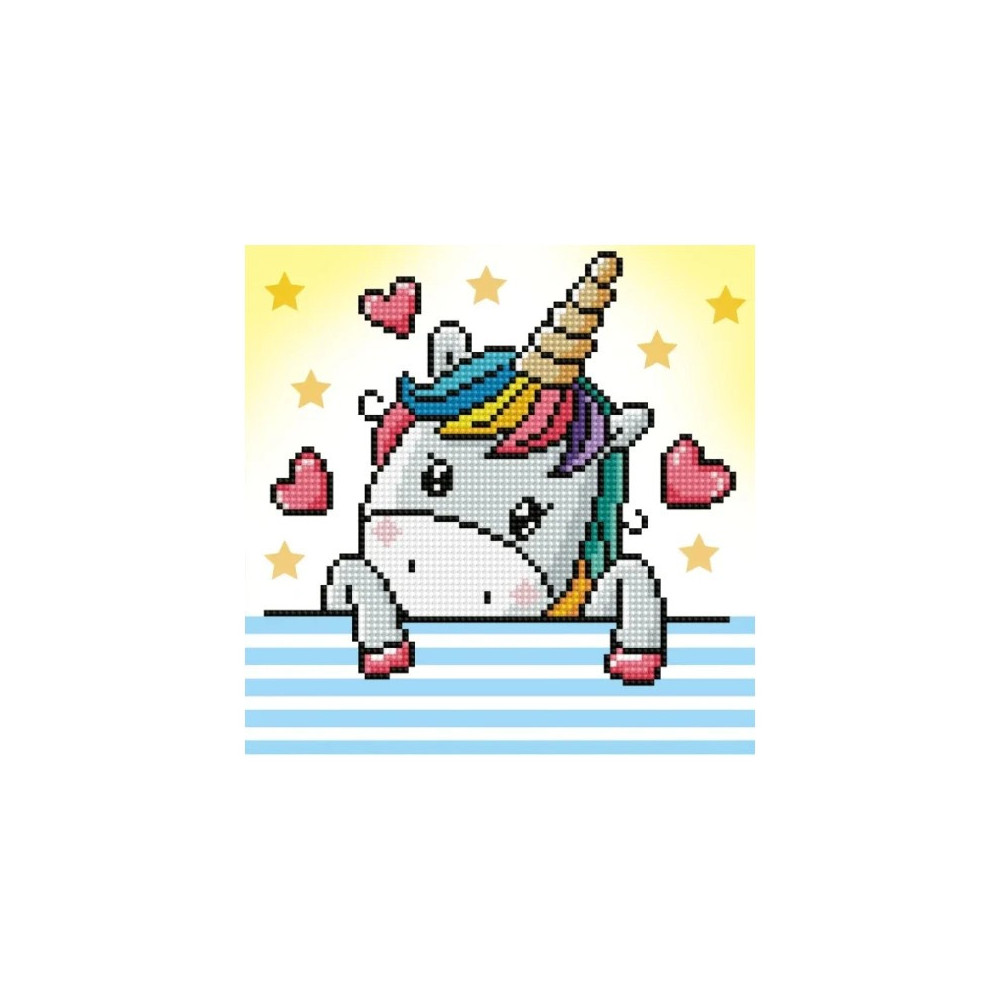 Kit Diamond painting pour enfants Licorne amoureuse Coffret Dotzies
