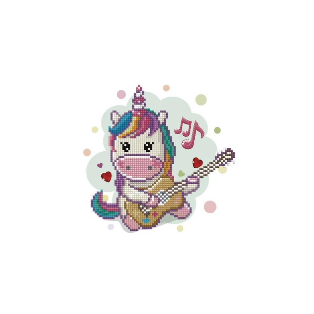 Kit Diamond painting pour enfants Licorne musicienne Coffret Dotzies