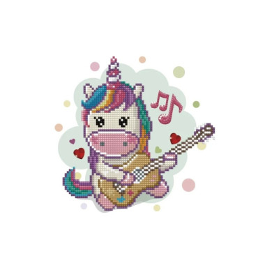 Kit Diamond painting pour enfants Licorne musicienne Coffret Dotzies
