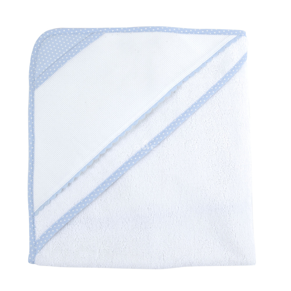 Sortie de bain à broder bleue à pois DMC