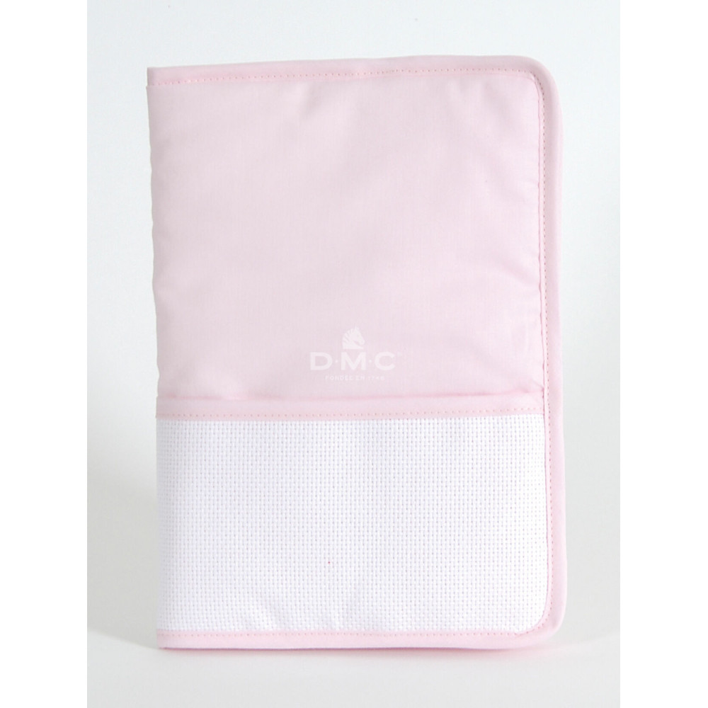 Protège carnet de santé à broder rose DMC