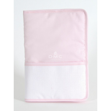 Protège carnet de santé à broder rose DMC