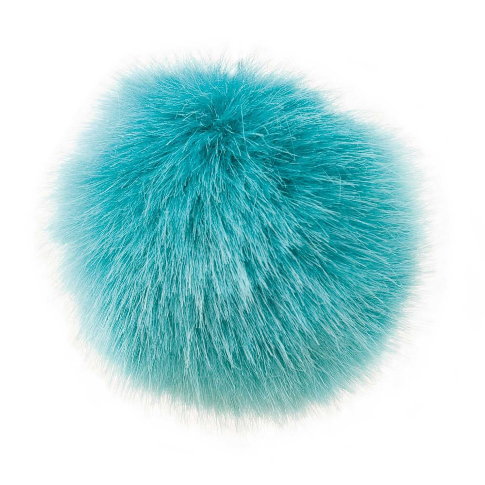 Pompon fausse fourrure 10 cm Pétrole Rico Design