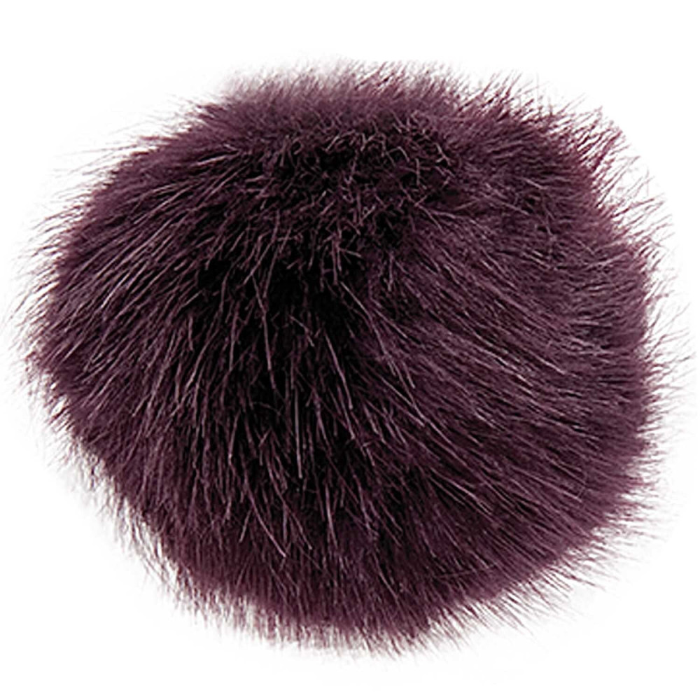 Pompon fausse fourrure 10 cm Aubergine Rico Design