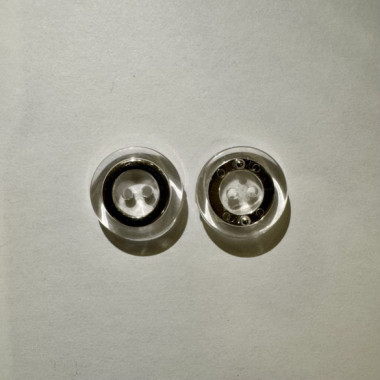 Bouton blanc transparent avec cercle métallique 18 mm - Découvrez des centaines de modèles !