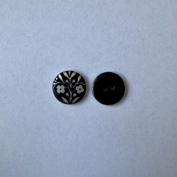 Bouton noir avec fleurs argentées 15 mm - Découvrez des centaines de modèles !