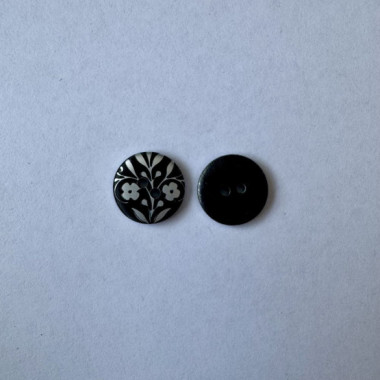 Bouton noir avec fleurs argentées 15 mm - Découvrez des centaines de modèles !