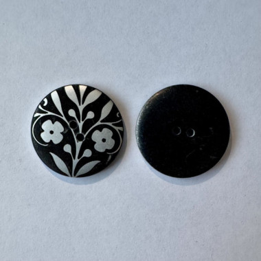 Bouton noir avec fleurs argentées 27 mm - Découvrez des centaines de modèles !