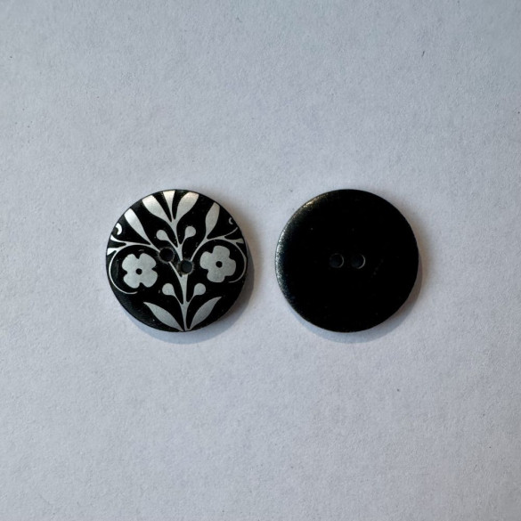 Bouton noir avec fleurs argentées 21 mm - Découvrez des centaines de modèles !