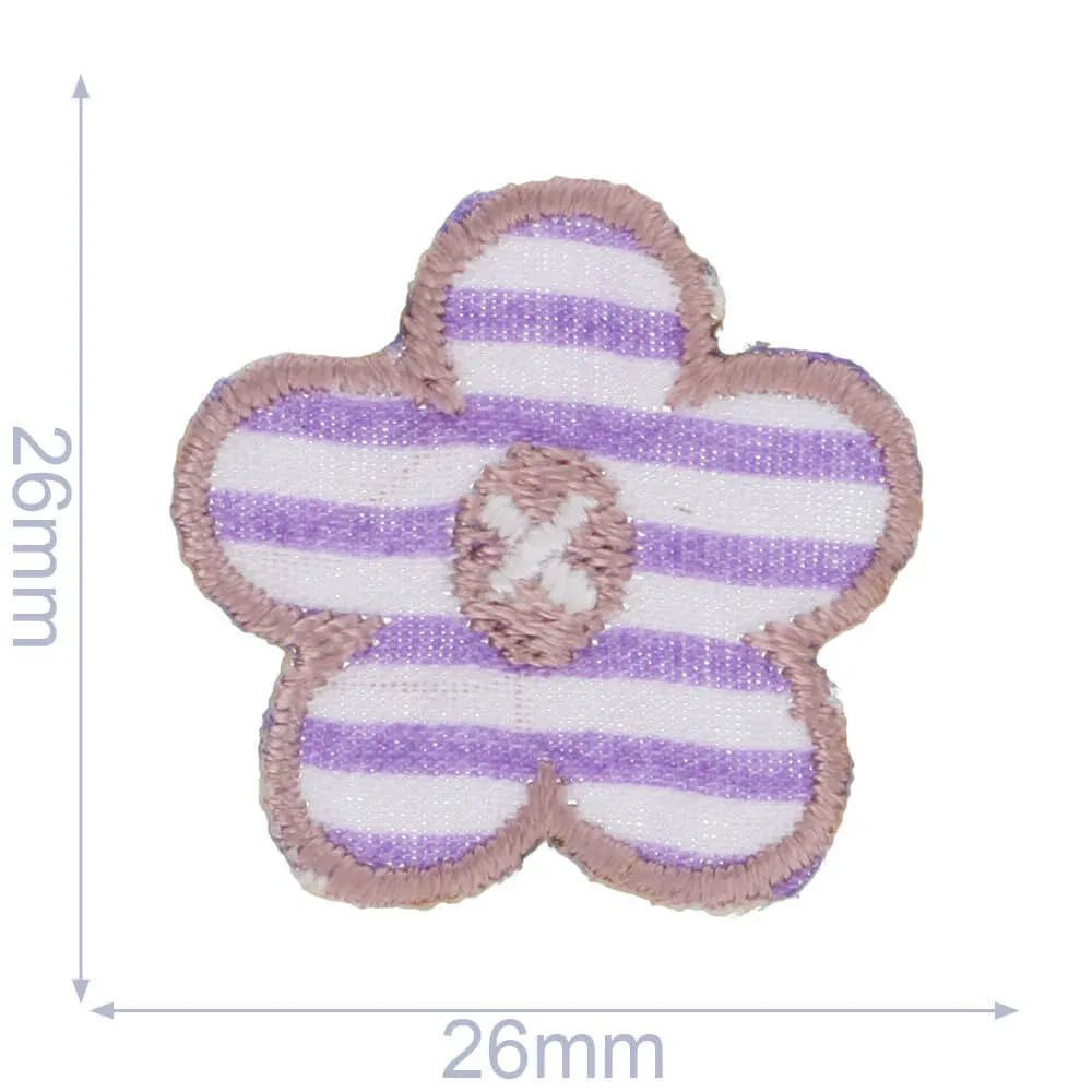 Thermocollant HKM Fleur lilas blanc rayé