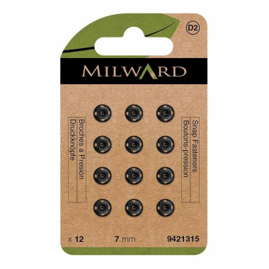 Pressions à coudre noires en laiton inoxydable Milward