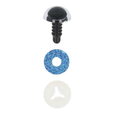 Paire d'yeux de sécurité pailletés pour amigurumis 10 mm - Bleu