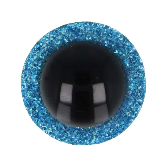 Paire d'yeux de sécurité pailletés pour amigurumis 10 mm - Bleu