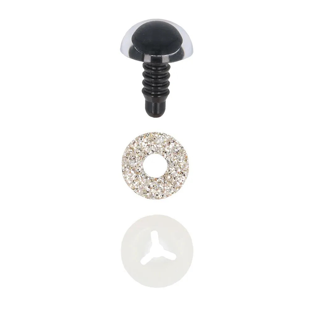 Paire d'yeux de sécurité pailletés pour amigurumis 10 mm - Argent