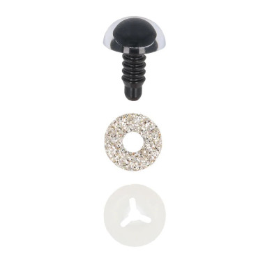 Paire d'yeux de sécurité pailletés pour amigurumis 10 mm - Argent