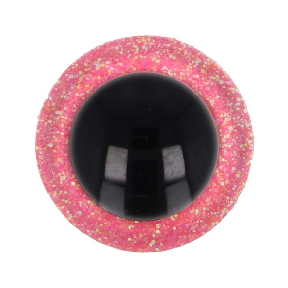 Paire d'yeux de sécurité pailletés pour amigurumis 10 mm - Rose