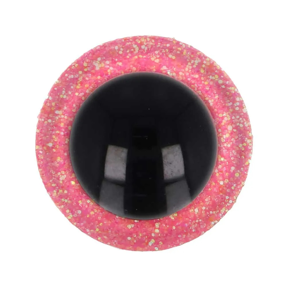 Paire d'yeux de sécurité pailletés pour amigurumis 10 mm - Rose
