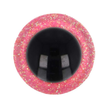 Paire d'yeux de sécurité pailletés pour amigurumis 10 mm - Rose