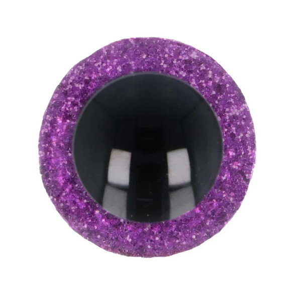 Paire d'yeux de sécurité pailletés pour amigurumis 10 mm - Violet