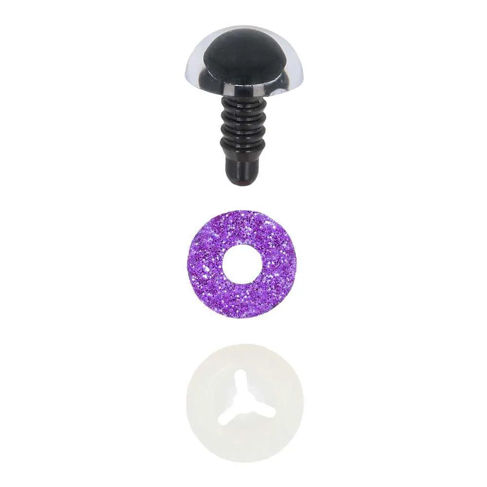 Paire d'yeux de sécurité pailletés pour amigurumis 10 mm - Violet