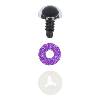 Paire d'yeux de sécurité pailletés pour amigurumis 10 mm - Violet