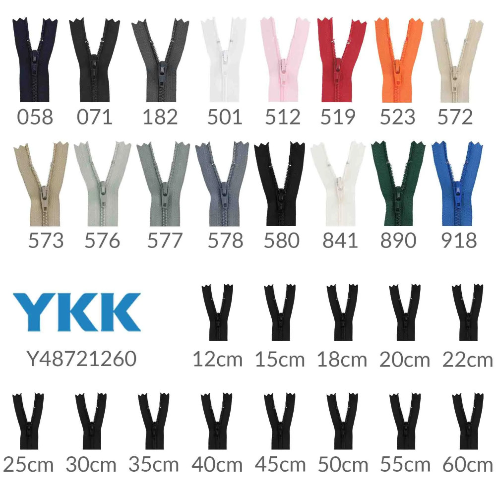 Fermeture éclair à spirale avec extrémité fermée YKK (Blanc - 501)