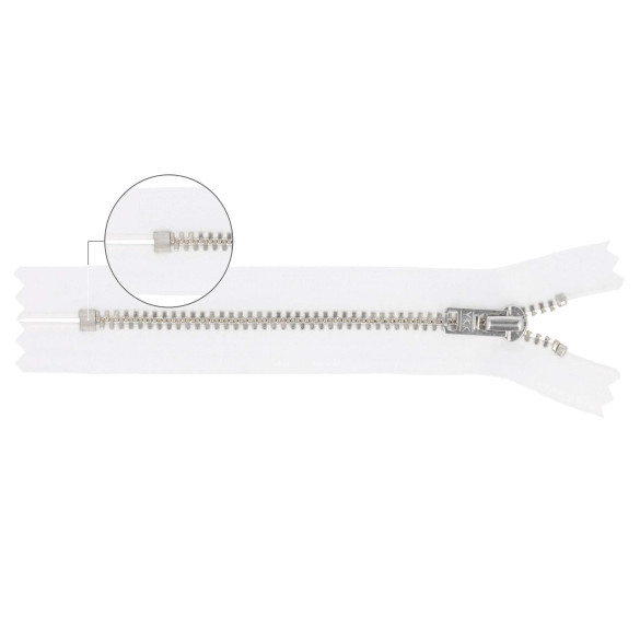 Fermeture éclair YZiP avec extrémité fermée YKK (Blanc - 501)