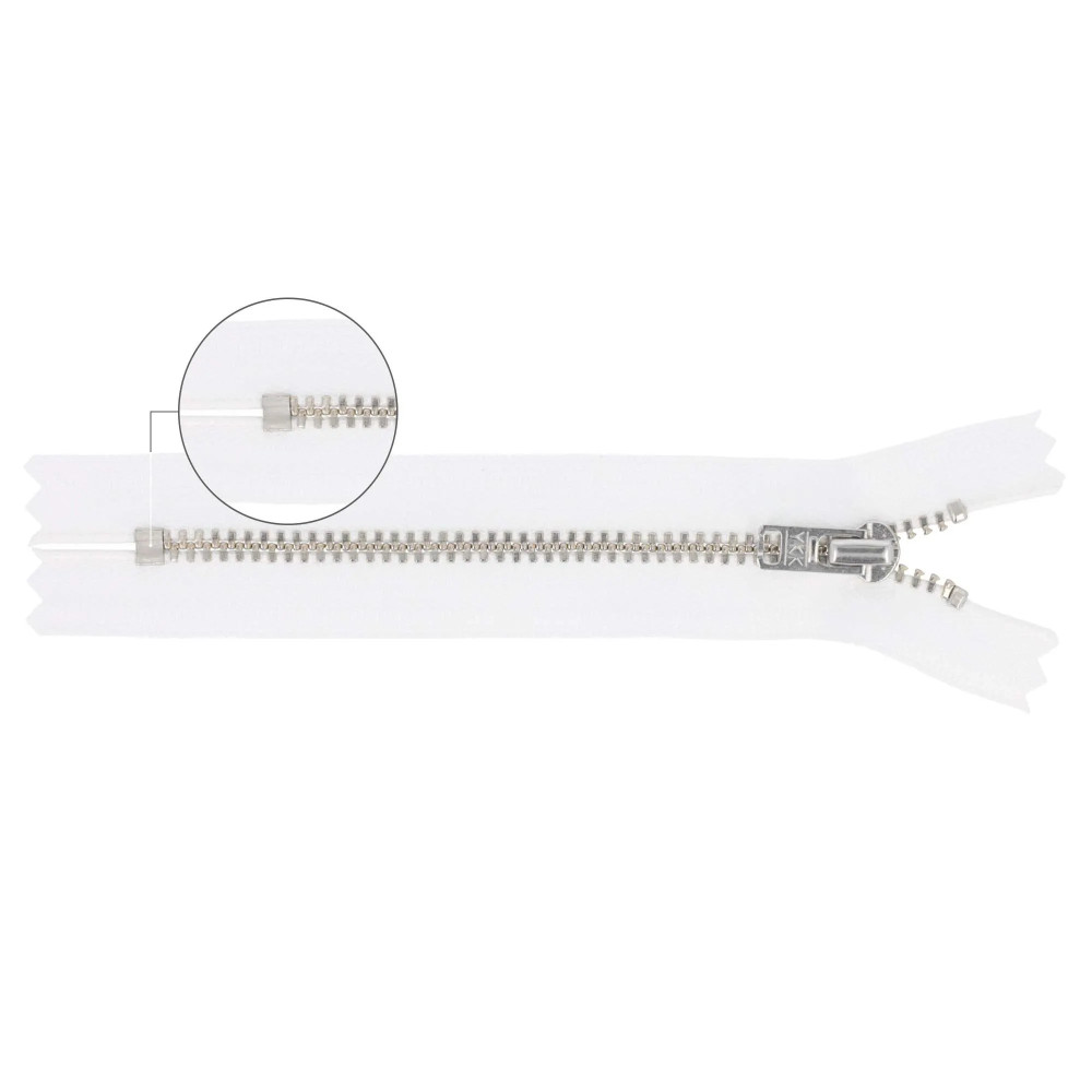 Fermeture éclair YZiP avec extrémité fermée YKK (Blanc - 501)