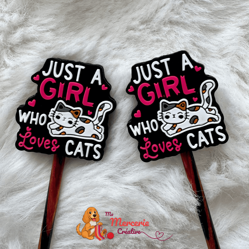 Bouchons stoppeurs de mailles - Just a girl who loves cats
