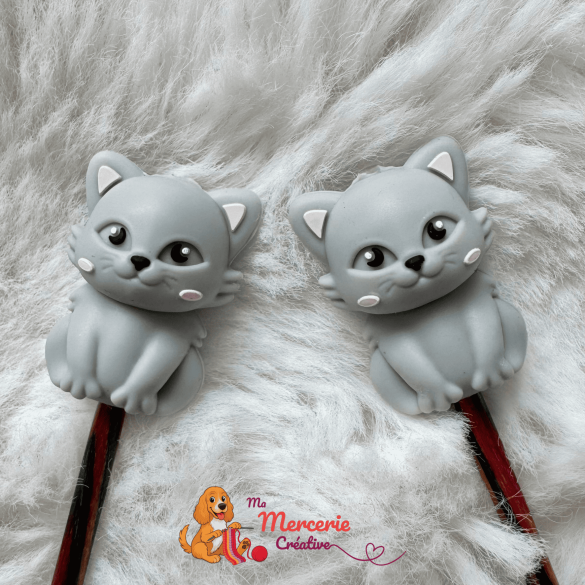 Bouchons stoppeurs de mailles - Chat gris