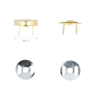 Fermoir aimanté doré pour sac 18 mm Milward